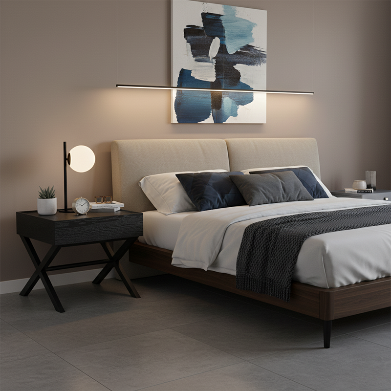 Modern Minimalist 1-Drawer Storage Nightstand - X-Shaped Iron Legs Bedside Table For Bedroom Lumendat