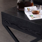 Modern Minimalist 1-Drawer Storage Nightstand - X-Shaped Iron Legs Bedside Table For Bedroom Lumendat
