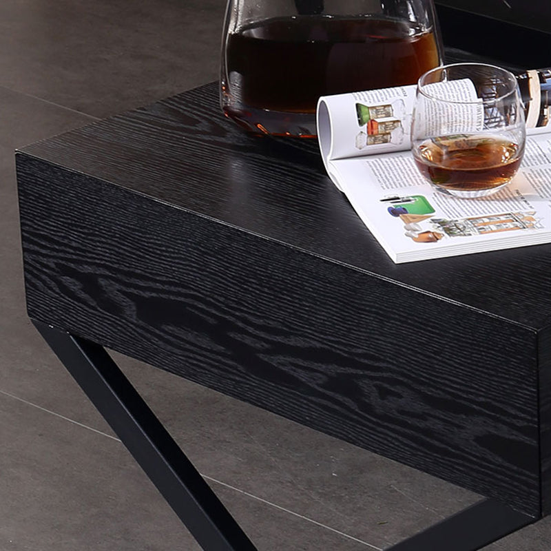 Modern Minimalist 1-Drawer Storage Nightstand - X-Shaped Iron Legs Bedside Table For Bedroom Lumendat