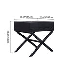 Modern Minimalist 1-Drawer Storage Nightstand - X-Shaped Iron Legs Bedside Table For Bedroom Lumendat