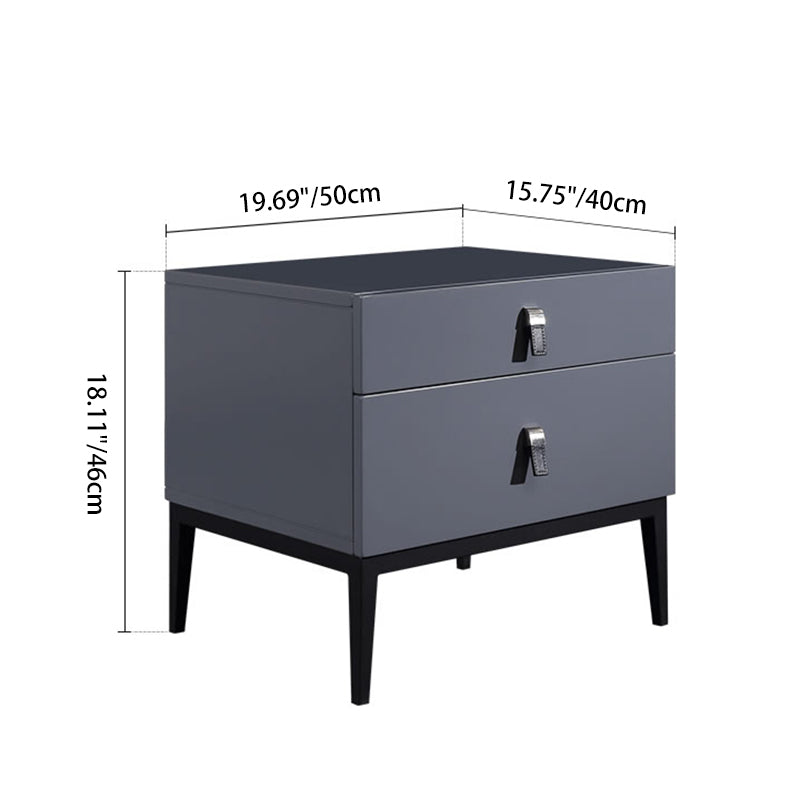Modern Luxury Square Morandi Grey 2-Drawer Storage Nightstand - Minimalist Elegance Bedside Table For Bedroom Lumendat