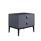 Modern Luxury Square Morandi Grey 2-Drawer Storage Nightstand - Minimalist Elegance Bedside Table For Bedroom Lumendat