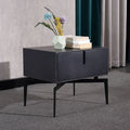Modern Minimalist Square Dark Gray 1-Drawer Storage Nightstand For Bedroom Lumendat