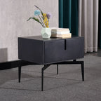 Modern Minimalist Square Dark Gray 1-Drawer Storage Nightstand For Bedroom Lumendat