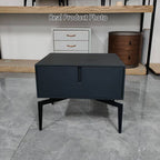Modern Minimalist Square Dark Gray 1-Drawer Storage Nightstand For Bedroom Lumendat