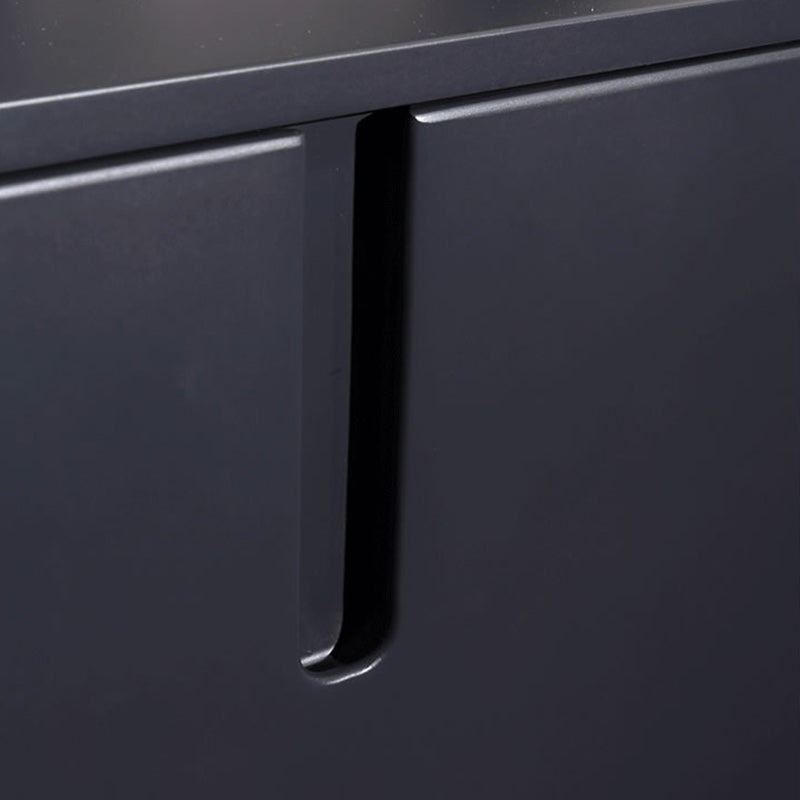 Modern Minimalist Square Dark Gray 1-Drawer Storage Nightstand For Bedroom Lumendat