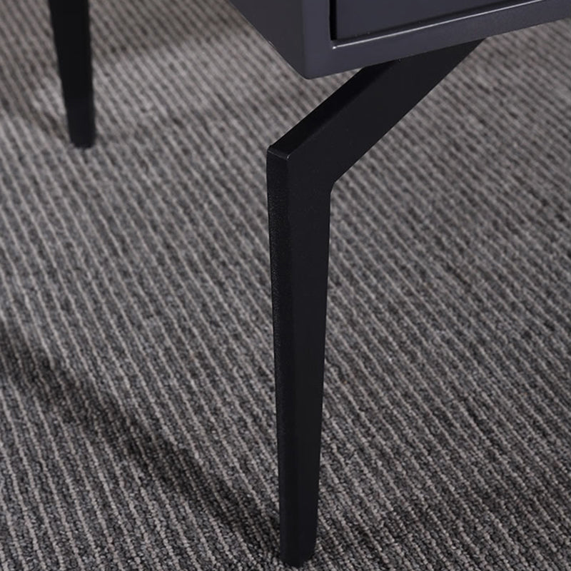 Modern Minimalist Square Dark Gray 1-Drawer Storage Nightstand For Bedroom Lumendat