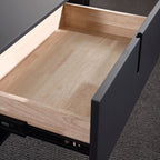 Modern Minimalist Square Dark Gray 1-Drawer Storage Nightstand For Bedroom Lumendat