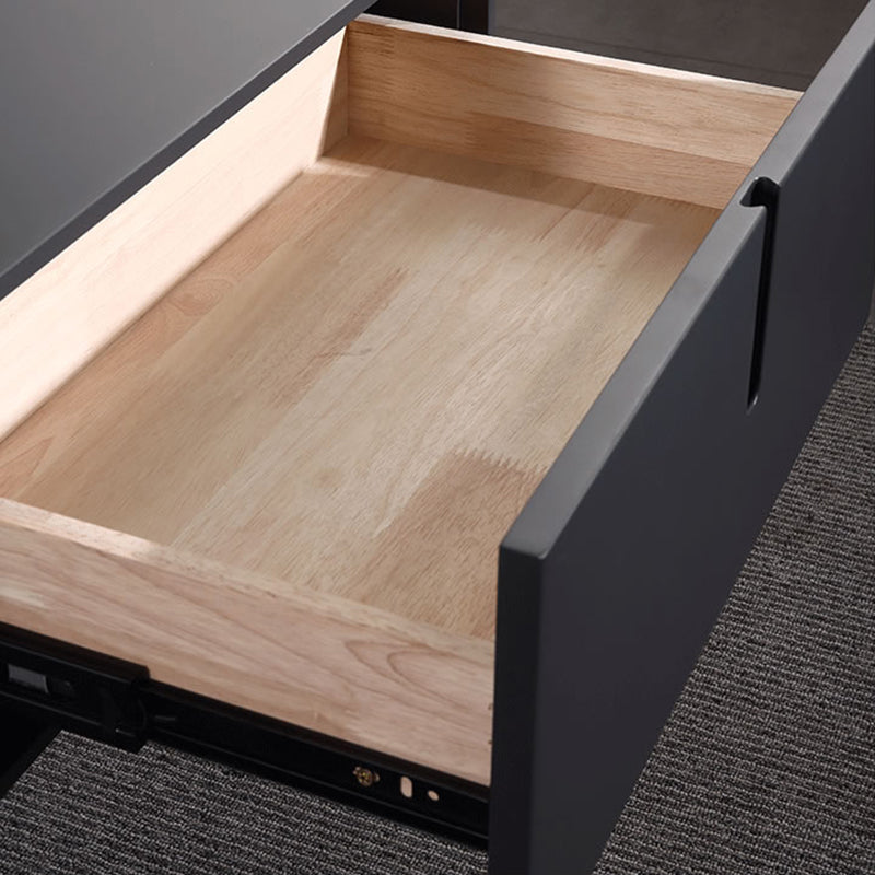 Modern Minimalist Square Dark Gray 1-Drawer Storage Nightstand For Bedroom Lumendat