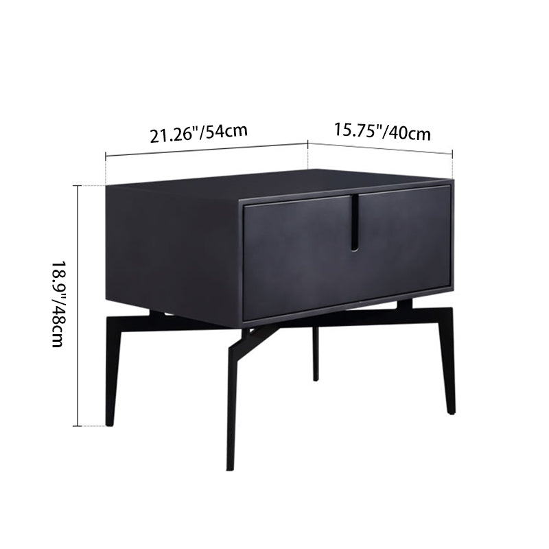 Modern Minimalist Square Dark Gray 1-Drawer Storage Nightstand For Bedroom Lumendat