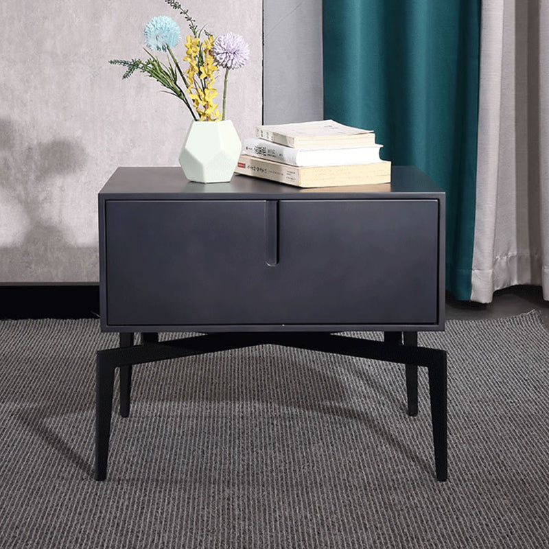 Modern Minimalist Square Dark Gray 1-Drawer Storage Nightstand For Bedroom Lumendat
