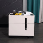 Contemporary Scandinavian Square Beige 2-Drawer Storage Nightstand - Minimalist Bedside Table For Bedroom Lumendat