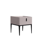 Contemporary Scandinavian Bedside Table - Square Beige 1-Drawer Storage Nightstand For Bedroom Lumendat