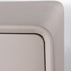 Modern Minimalist Light Beige 2-Drawer Storage Nightstand - Faux Leather Bedside Table For Bedroom Lumendat