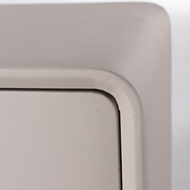 Modern Minimalist Light Beige 2-Drawer Storage Nightstand - Faux Leather Bedside Table For Bedroom Lumendat
