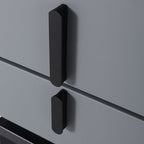 Modern Minimalist Gray Faux Leather 2-Drawer Storage Nightstand - Iron Leg Bedside Table For Bedroom Lumendat