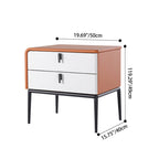 Modern Luxury Orange Faux Leather 2-Drawer Storage Nightstand - Matte Finish Bedside Table For Bedroom Lumendat