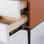 Modern Luxury Orange Faux Leather 2-Drawer Storage Nightstand - Matte Finish Bedside Table For Bedroom Lumendat