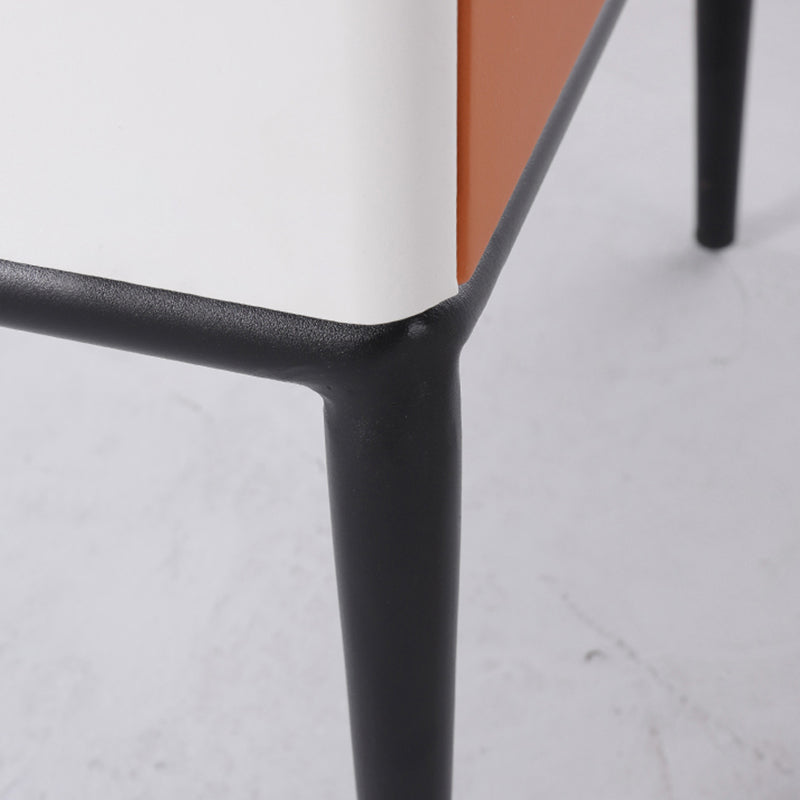 Modern Luxury Orange Faux Leather 2-Drawer Storage Nightstand - Matte Finish Bedside Table For Bedroom Lumendat