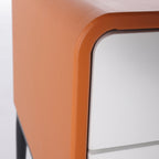 Modern Luxury Orange Faux Leather 2-Drawer Storage Nightstand - Matte Finish Bedside Table For Bedroom Lumendat