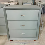 Contemporary Scandinavian Dusty Blue 3-Drawer Nightstand - Matte Faux Leather Bedside Table Minimalist Storage Cabinet For Bedroom Lumendat