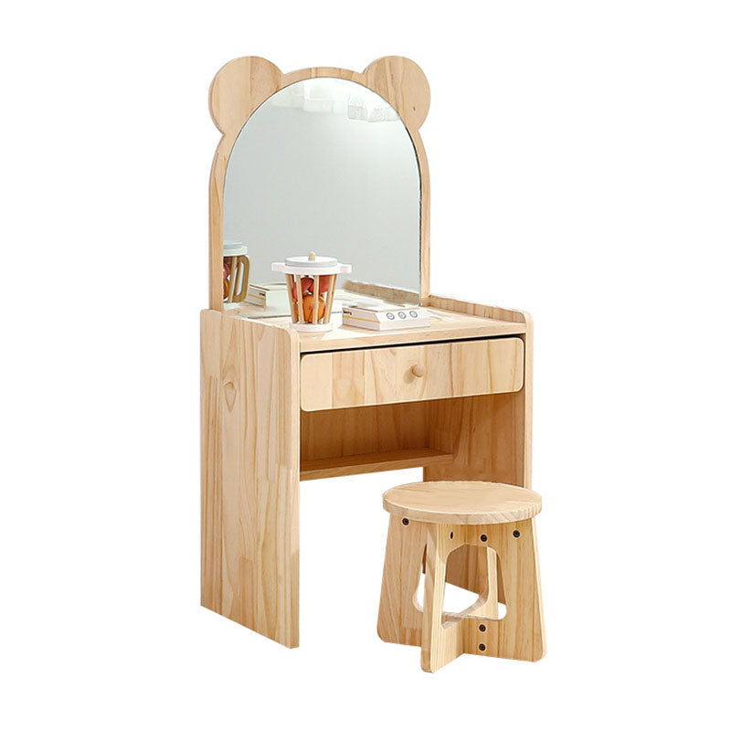 Lumendat Contemporary Creative Rectangular Pine Wood Kids Desk & Chair Set 1-Drawer For Bedroom Lumendat