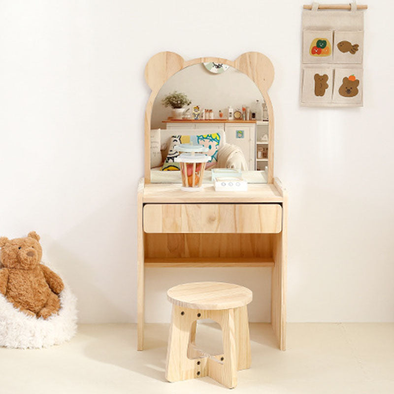 Lumendat Contemporary Creative Rectangular Pine Wood Kids Desk & Chair Set 1-Drawer For Bedroom Lumendat