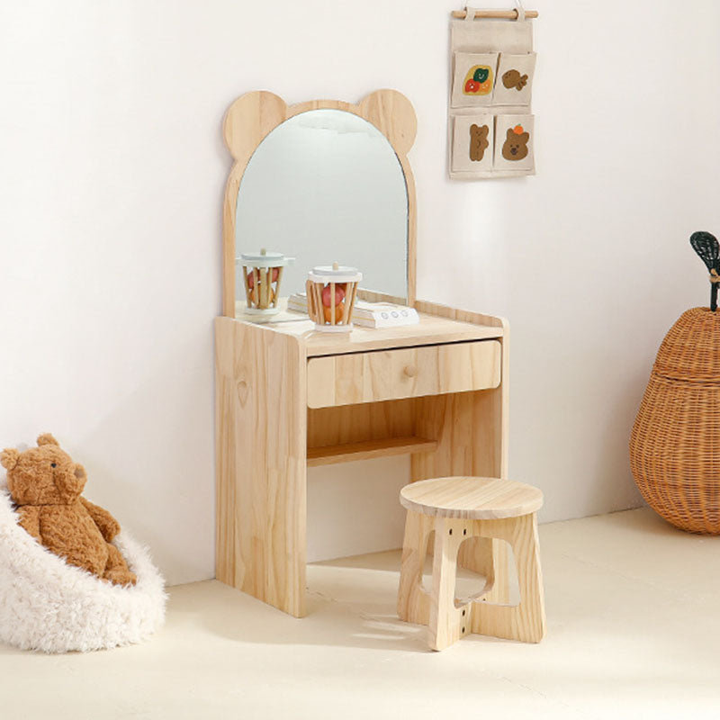 Lumendat Contemporary Creative Rectangular Pine Wood Kids Desk & Chair Set 1-Drawer For Bedroom Lumendat