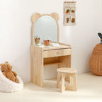 Lumendat Contemporary Creative Rectangular Pine Wood Kids Desk & Chair Set 1-Drawer For Bedroom Lumendat