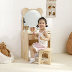 Lumendat Contemporary Creative Rectangular Pine Wood Kids Desk & Chair Set 1-Drawer For Bedroom Lumendat
