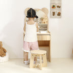 Lumendat Contemporary Creative Rectangular Pine Wood Kids Desk & Chair Set 1-Drawer For Bedroom Lumendat