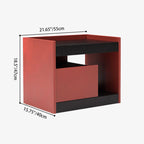 Modern Minimalist Two-Tone Nightstand 1-Drawer - Black Oak & Scarlet Accent Storage Bedside Table For Bedroom Lumendat