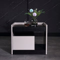 Modern Minimalist Nightstand: Black Oak & Gray Single-Drawer Nightstand - Sleek Matte Finish Storage Bedside Table For Bedroom Lumendat