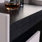 Modern Minimalist Nightstand: Black Oak & Gray Single-Drawer Nightstand - Sleek Matte Finish Storage Bedside Table For Bedroom Lumendat