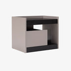 Modern Minimalist Nightstand: Black Oak & Gray Single-Drawer Nightstand - Sleek Matte Finish Storage Bedside Table For Bedroom Lumendat