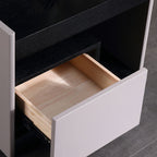 Modern Minimalist Nightstand: Black Oak & Gray Single-Drawer Nightstand - Sleek Matte Finish Storage Bedside Table For Bedroom Lumendat