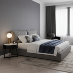 Contemporary Luxury High-Leg Nightstand: Marble Look Sintered Stone - Robot Vacuum Friendly Metal Base 1-Drawer Bedside Table For Bedroom Lumendat