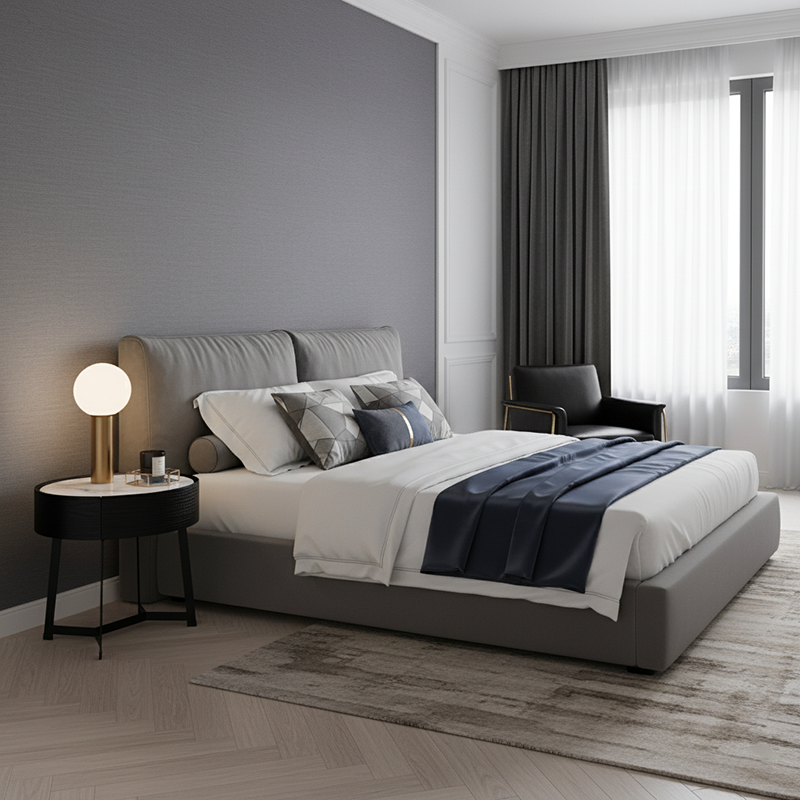 Contemporary Luxury High-Leg Nightstand: Marble Look Sintered Stone - Robot Vacuum Friendly Metal Base 1-Drawer Bedside Table For Bedroom Lumendat