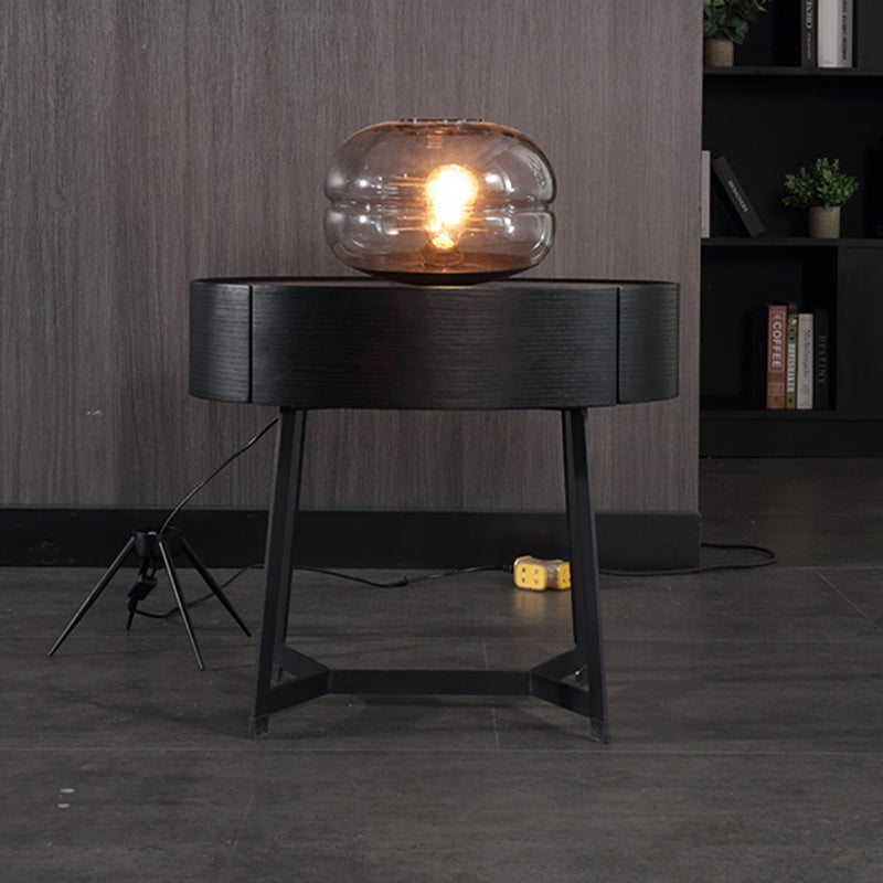 Contemporary Luxury High-Leg Nightstand: Marble Look Sintered Stone - Robot Vacuum Friendly Metal Base 1-Drawer Bedside Table For Bedroom Lumendat