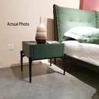 Modern Luxury Dark Green 1-Drawer Nightstand: Stiletto Legs High-End Accent Bedside Table For Bedroom Lumendat