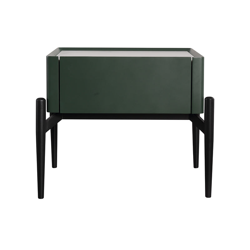 Modern Luxury Dark Green 1-Drawer Nightstand: Stiletto Legs High-End Accent Bedside Table For Bedroom Lumendat