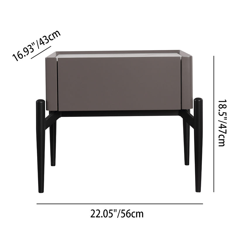 Modern Luxury Grayish Brown 1-Drawer Nightstand: Stiletto Legs High-End Accent Bedside Table For Bedroom Lumendat