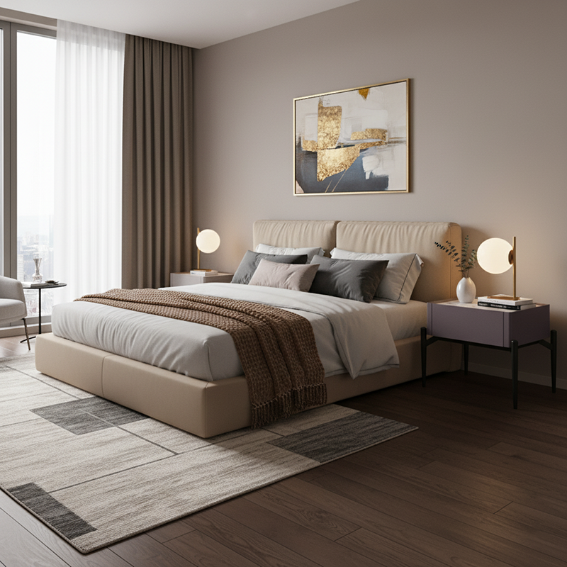Modern Luxury Grayish Brown 1-Drawer Nightstand: Stiletto Legs High-End Accent Bedside Table For Bedroom Lumendat