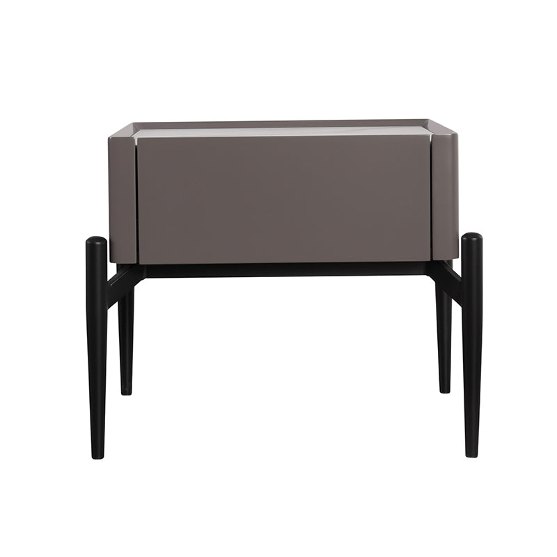 Modern Luxury Grayish Brown 1-Drawer Nightstand: Stiletto Legs High-End Accent Bedside Table For Bedroom Lumendat