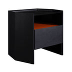 Modern Luxury Floating Dual Color Block Nightstand: Tempered Glass Top - Single Solid Wood Drawer Bedside Table For Bedroom Lumendat