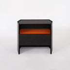 Modern Luxury Floating Dual Color Block Nightstand: Tempered Glass Top - Single Solid Wood Drawer Bedside Table For Bedroom Lumendat