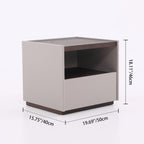 Contemporary Scandinavian Single Drawer Nightstand: Off-White Lacquered Minimalist Design - Veneered Storage Bedside Table For Bedroom Lumendat