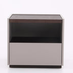 Contemporary Scandinavian Single Drawer Nightstand: Off-White Lacquered Minimalist Design - Veneered Storage Bedside Table For Bedroom Lumendat