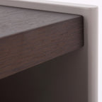 Contemporary Scandinavian Single Drawer Nightstand: Off-White Lacquered Minimalist Design - Veneered Storage Bedside Table For Bedroom Lumendat