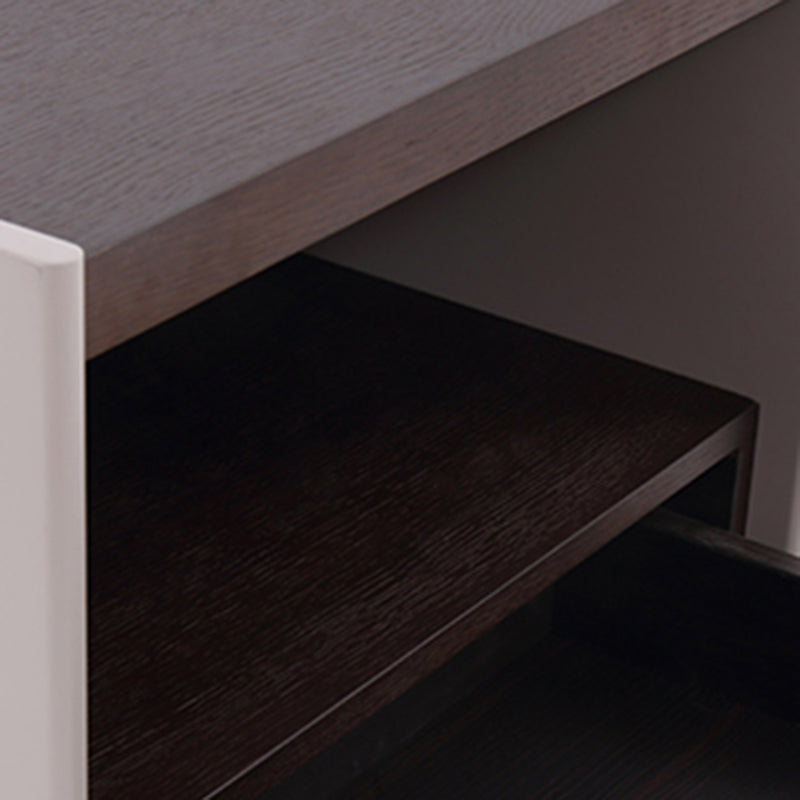 Contemporary Scandinavian Single Drawer Nightstand: Off-White Lacquered Minimalist Design - Veneered Storage Bedside Table For Bedroom Lumendat